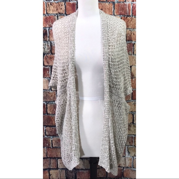 Eileen Fisher Open Front Crochet Cardigan Sweater - Picture 2 of 6